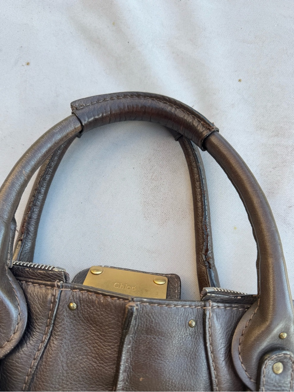 CHLOE Paddington Brown Leather Satchel Bag Vintage Large No Lock - Picture 13 of 16